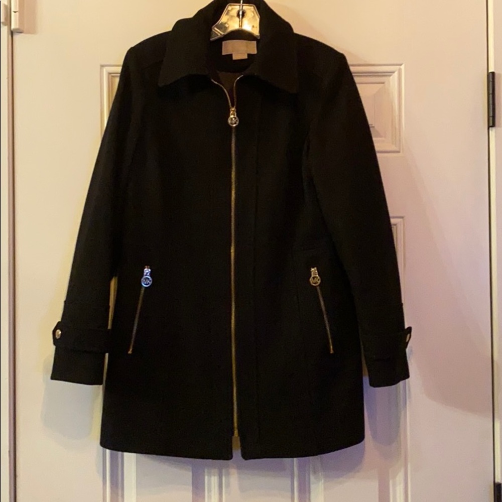 Michael Kors Black ZIP Wool Coat